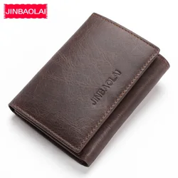 JINBAOLAI Rfid Genuine Cow Leather Men Wallets Card Pocket Money Clip Classic Purses High Quality Brand Male Purse For Male