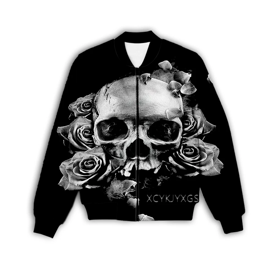 Phechion New Men/Women Rose and Skull 3D Printed Jacket Fashion Streetwear Men Loose Sporting Jacket & Coat M54