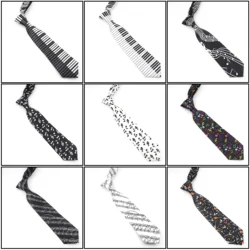 Classic Fashion Men's Skinny Tie Colorful Musical Notes Printed Piano Guitar Polyester 8cm Width Necktie Party Gift Accessory