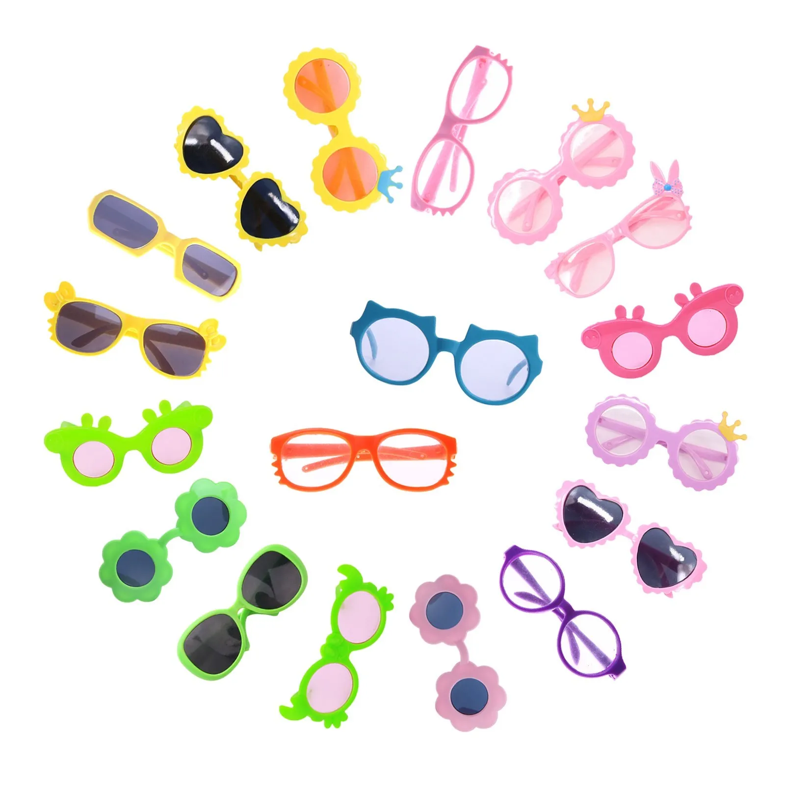 10 Pairs of Doll Sunglasses Hot Heart Glasses Fit 18 Inch American &43 CM Baby Doll Accessories Clothes,Girl's Toys,Generation