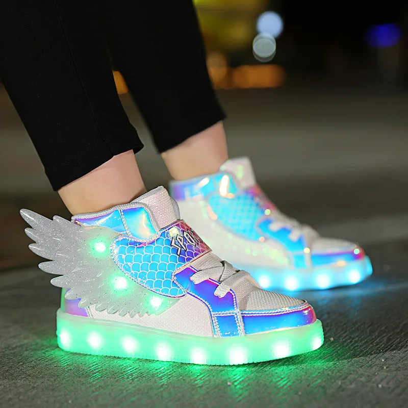 Luminous Kids Shoes Fashion Street Hip-hop Girls Boys Flashing Sneakers USB Rechargeable Skateboarding Shoes Casual Sports Shoes