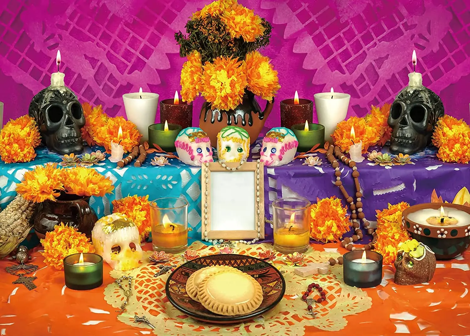 Day of The Dead Altar Backdrop for Mexican Fiesta Festival Sugar Skull Dia De Los Muertos Party Background Family Studio Props