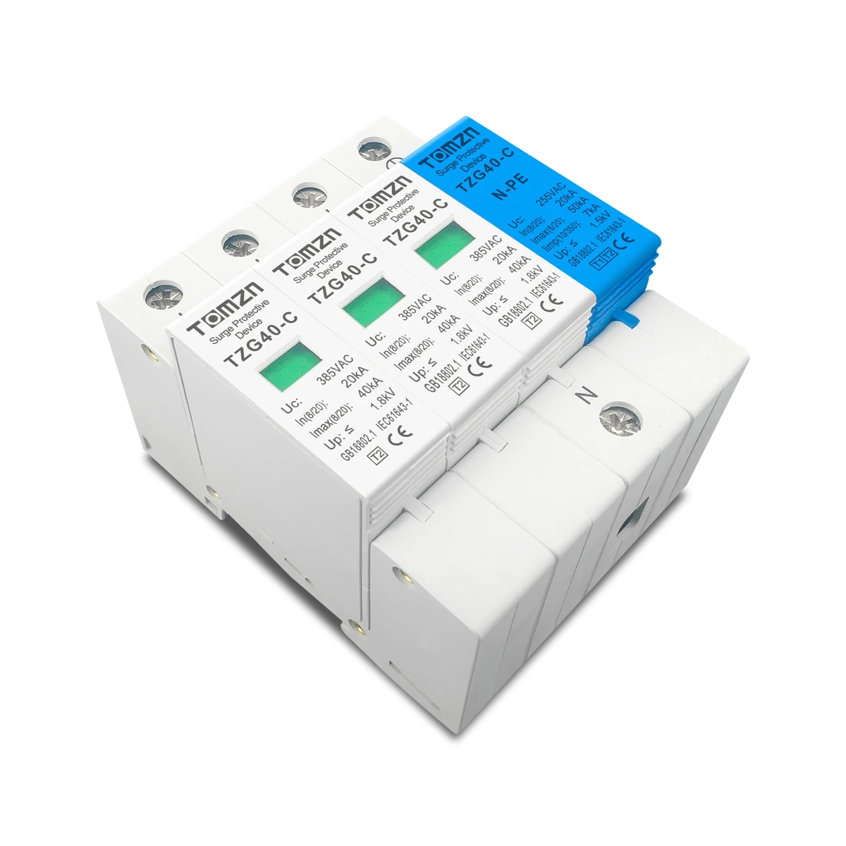 AC SPD Din rail 1P+NPE 3P+NPE 50KA T1 T2 385V 255V  House holde Surge Protector Protective Low-voltage  Arrester Device