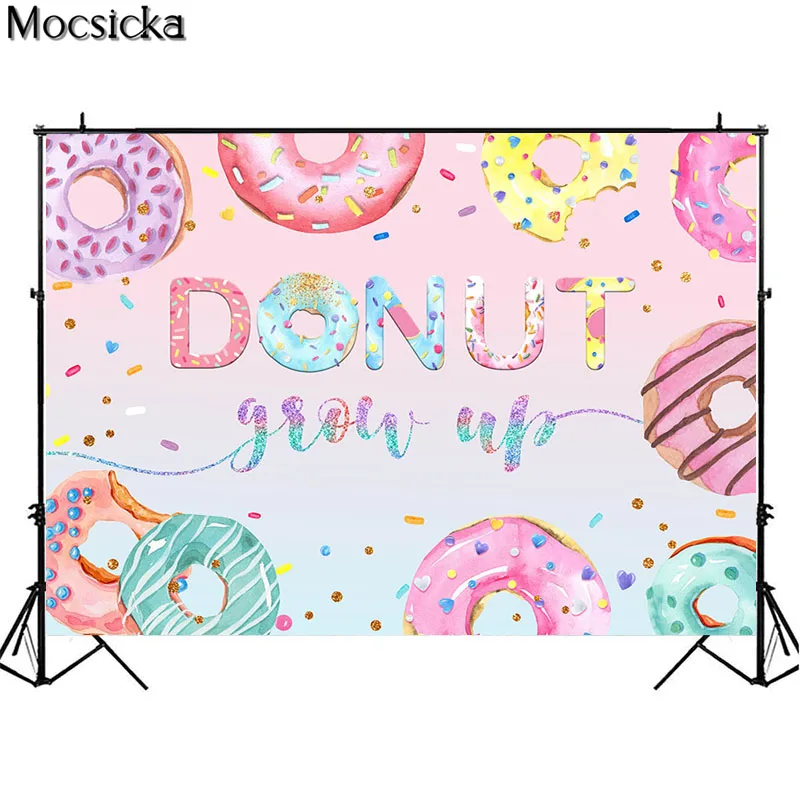 Mocsicka Sweet Donut Birthday Photography Backdrops Grow Up Candy Decoration Supplies Child 1st Cake Smash Background Photocall