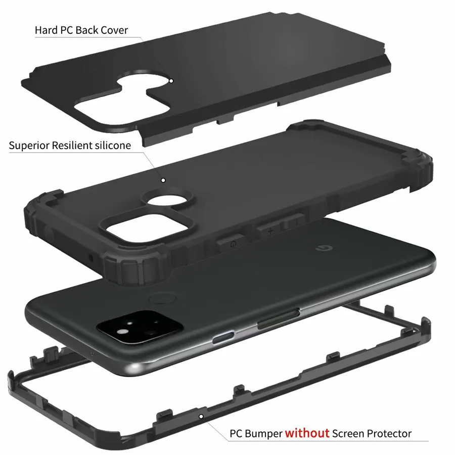 Heavy Duty Armor Rugged case Dust-Proof Shockproof Drop-Proof Scratch-Resistant Tough cover For Google Pixel 5A 5G