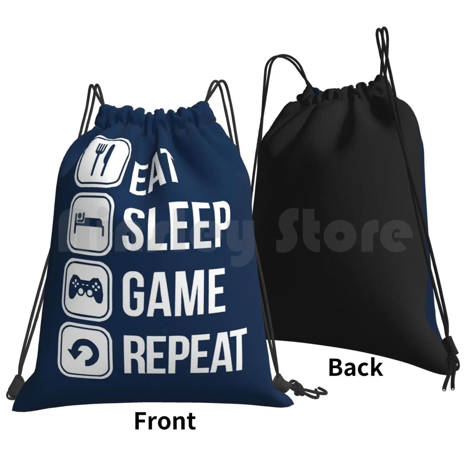 Eat , Sleep , Game , Repeat Backpack Drawstring Bag Riding Climbing Gym Bag Eat Sleep Game Repeat Gamers Video Games