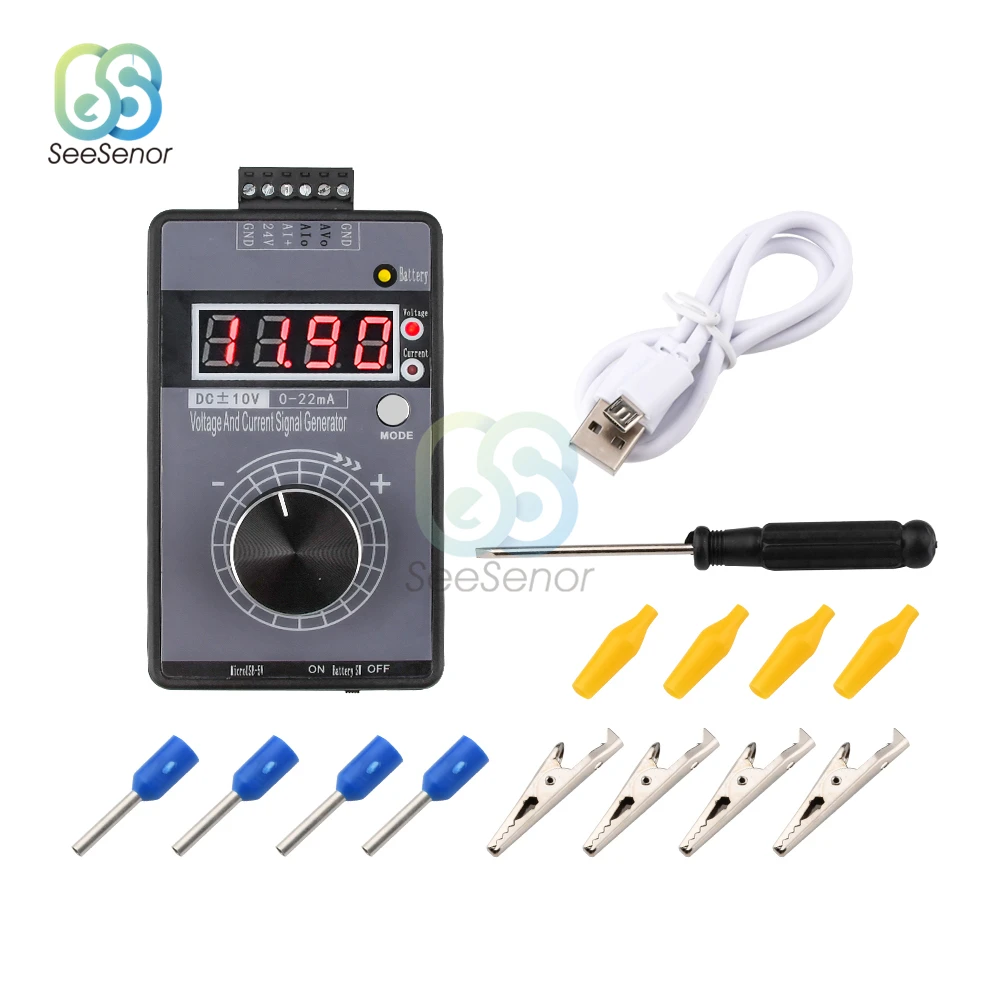 Handheld Digital Voltage Current Signal Generator 4-20mA 0-22mA Current Transmitter -10V to 10V Positive Negative Voltage Output