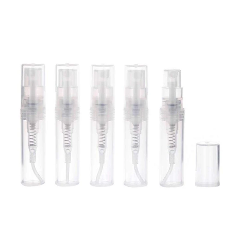 200Pcs/Lot 2ML Transparent Plastic Spray Bottle Small Cosmetic Packing Atomizer Perfume Bottles Atomizing Spray Liquid Container