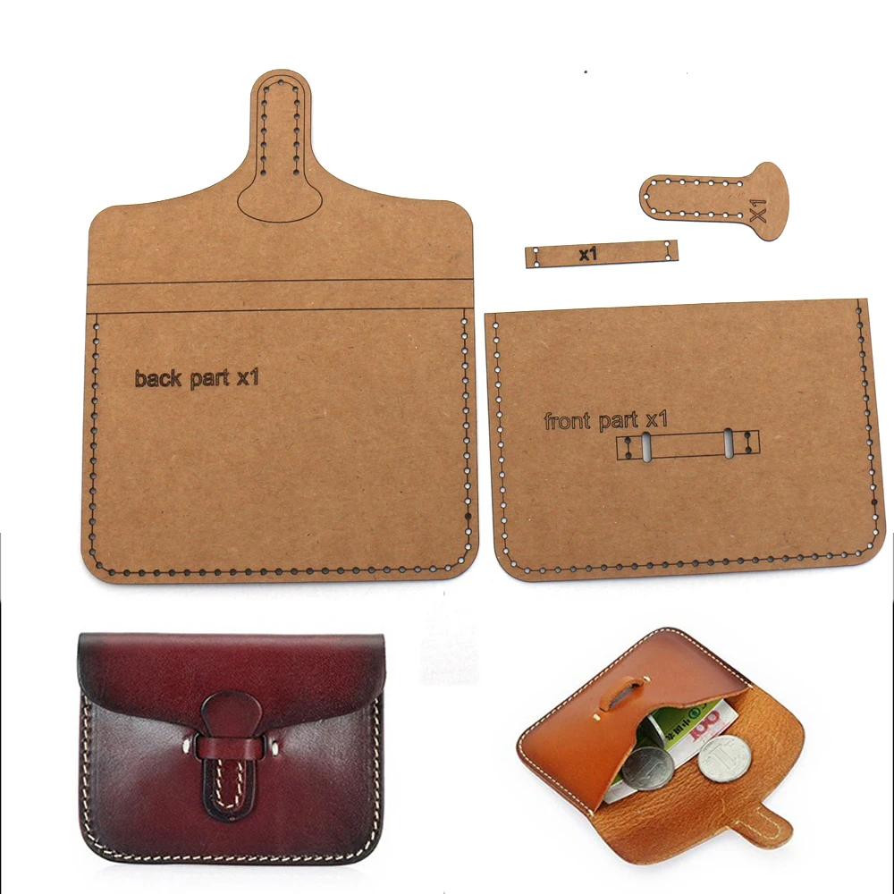 diy Leather kraft card holder sewing pattern coinb bag template diy handmade craft size 10.5x8.5cm