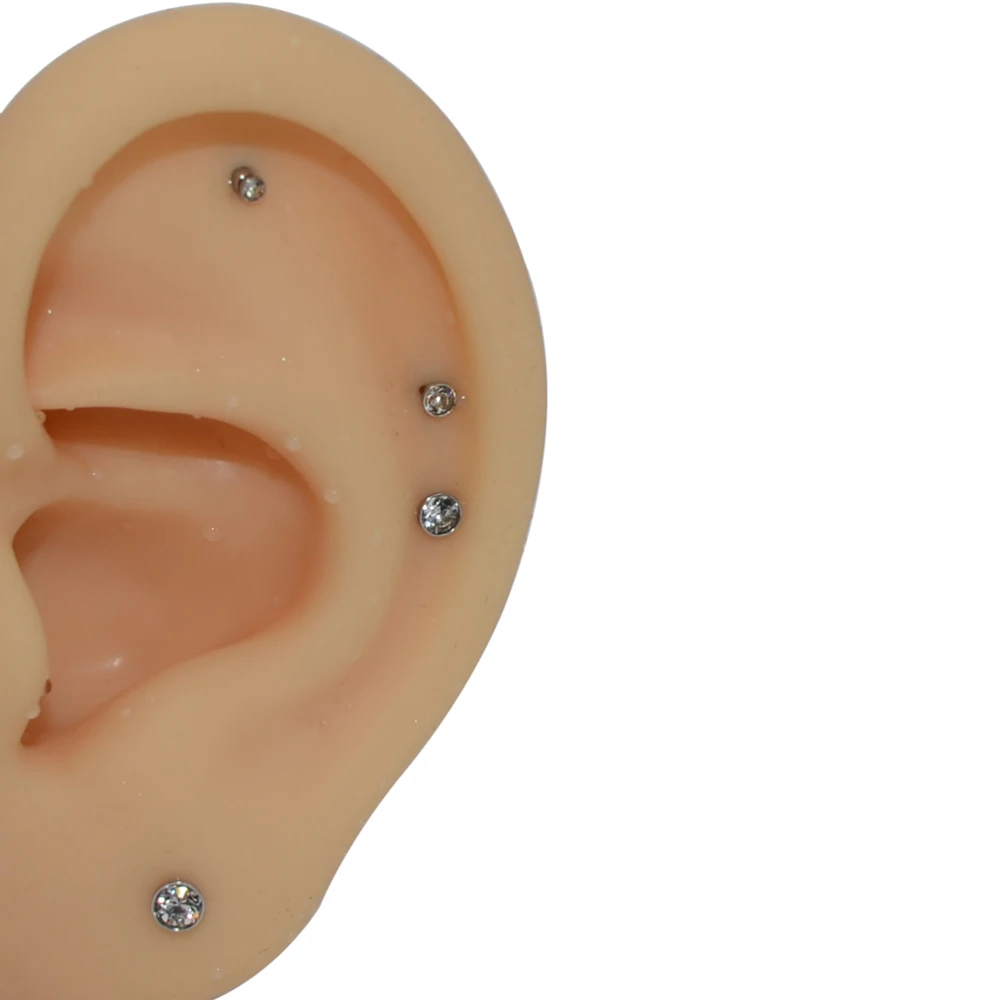 16PCS Wholesale Price Surgical Steel Internally threaded CZ Gem Labret Lip Ring Zircon Ear Tragus Cartilage Earring Piercing 16G