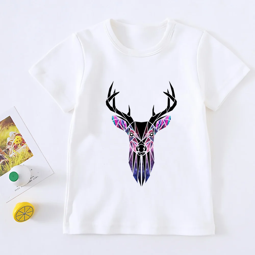 

New Cartoon Kids Clothes Deer Print T-shirt Girls Boys Kawaii Short Sleeve Children Clothing Unisex Fashion T Shirt Tops,YKP111