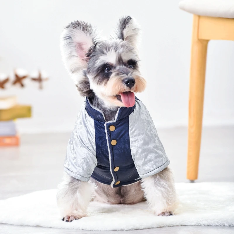 Windproof Sliver Pocket Pet Costume For Small Medium Fat Animal French Bulldog Terrier Pugs Jacket With Fur Fashion Outside Warm