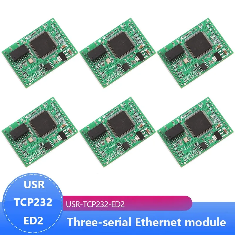 

6PCS USR-TCP232-ED2 Triple Serial Device Server, UART TTL to Ethernet/TCP IP Module Converter Support D2D Forwarding