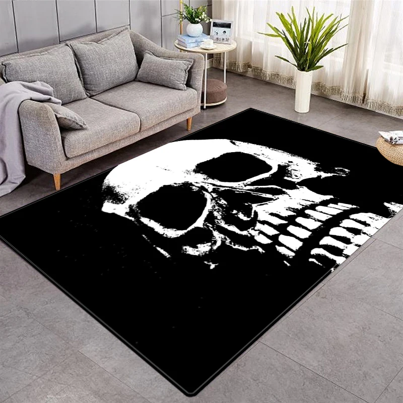 Alfombras con estampado de calavera de terror para el hogar, sala de estar, impresión 3D de Color, paisaje, decoración de habitación, alfombra pequeña lavable antideslizante