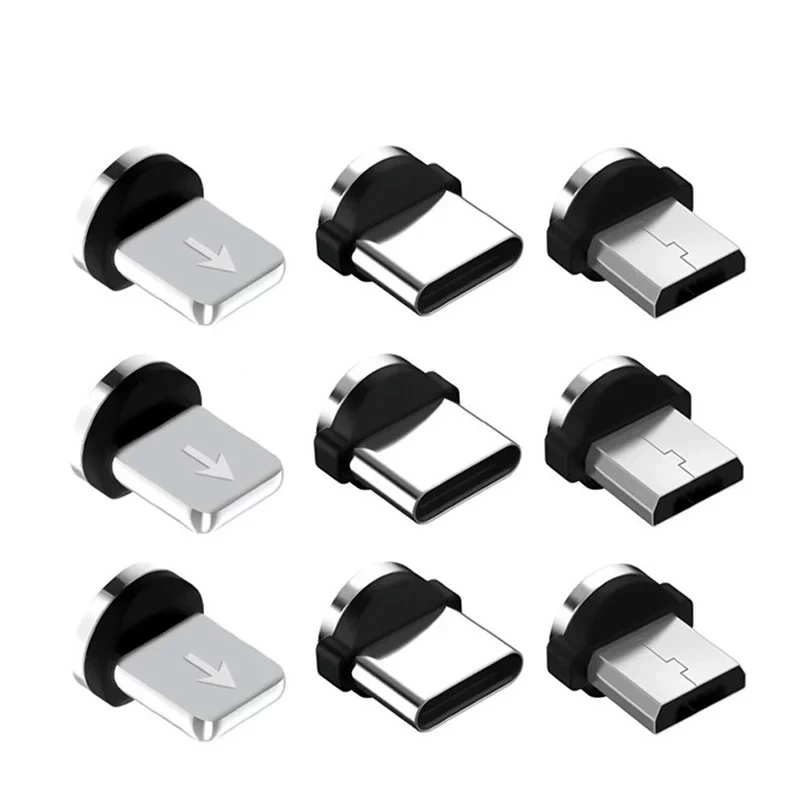 

5pcs Round Magnetic Cable plug Type C Micro USB C Plugs Fast Charging Adapter Phone Microusb Type-C Magnet Charger Plug For IOS