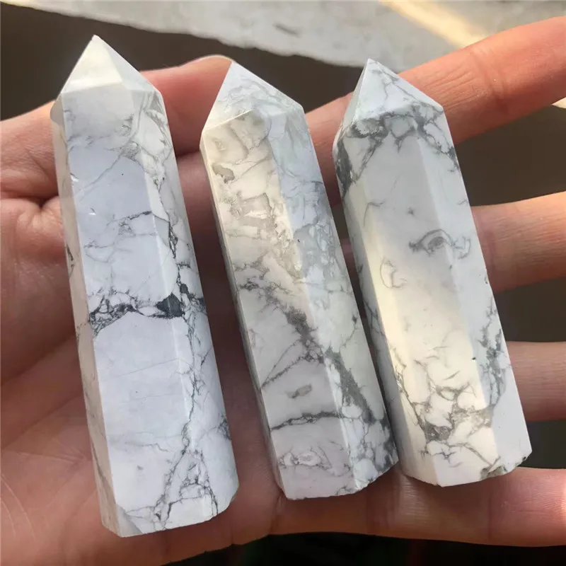 Hot Natural White Turquoise Crystal Quartz Mineral Stone Point Hexagonal Wand Treatment Healing Stone