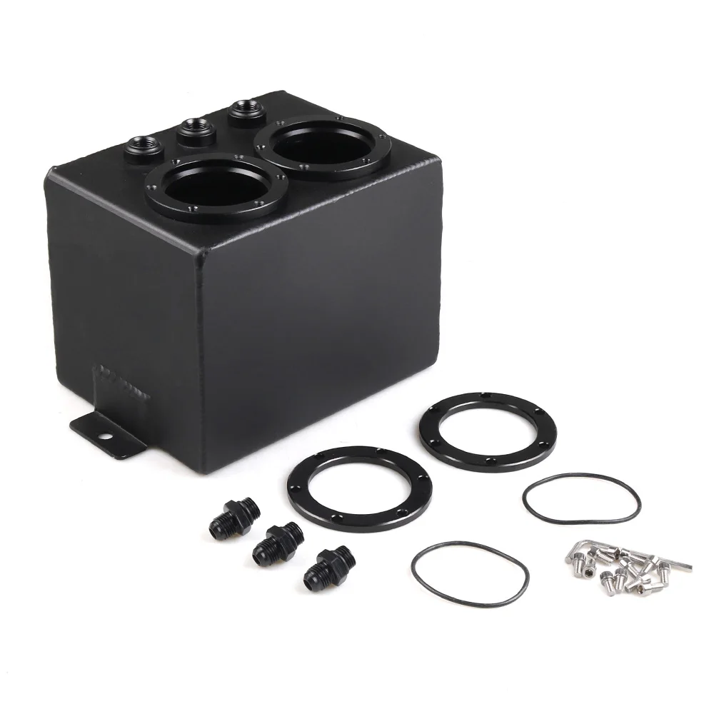 Universal 3L Fuel Surge Tank Double Port Billet Aluminum Oil Catch Tank Swirl Pot AN6 Fitting 044 Fuel Pump High Flow