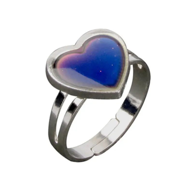 Trendy Love Heart Mood Ring  Adjustable Emotion Feeling Changeable Colour Temperature Ring Jewelry For Kids Birthday Wholesale