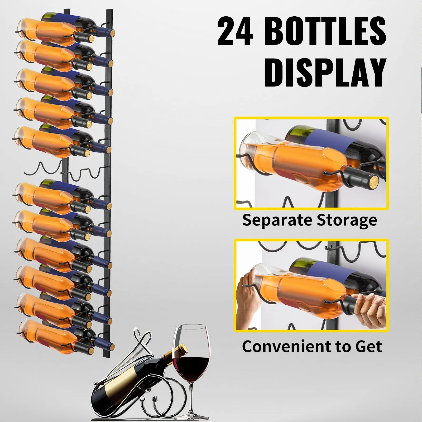 VEVOR Stahl Wand-Weinregal Kreativ 9/12/24 Flasche Wein Schwarzes Haus Vertikale Art Lagerung Halter Stapelbar Bar Dekoration