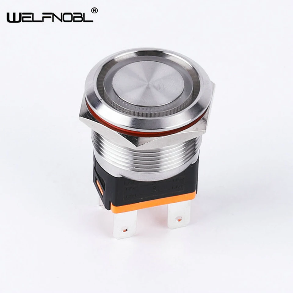 22mm Good Quality Waterproof 4 Pin Modular Vandal Proof Illuminated Metal Push Button Switch