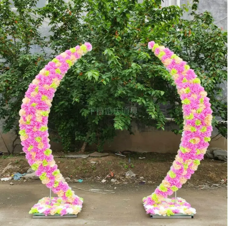 New wedding props iron crescent road arch heart-shaped road iron flower moon road arch ornaments