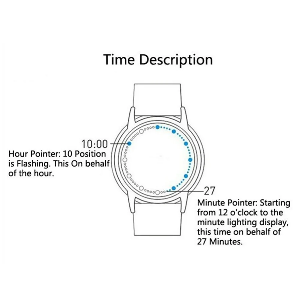 Jam Tangan Pasangan Jam Tangan Tahan Air Jam Tangan Wanita Modis LED Jam Tangan Dial Bundar Kontrol Sentuh Jam Tangan Kuarsa Tali Kulit Imitasi