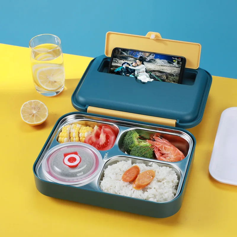 

Jaswehome Stainless Steel Bento Box Adult Lunch Box LeakProof Lunch Containers 1200ML Food Storage Container Dinner plate tools