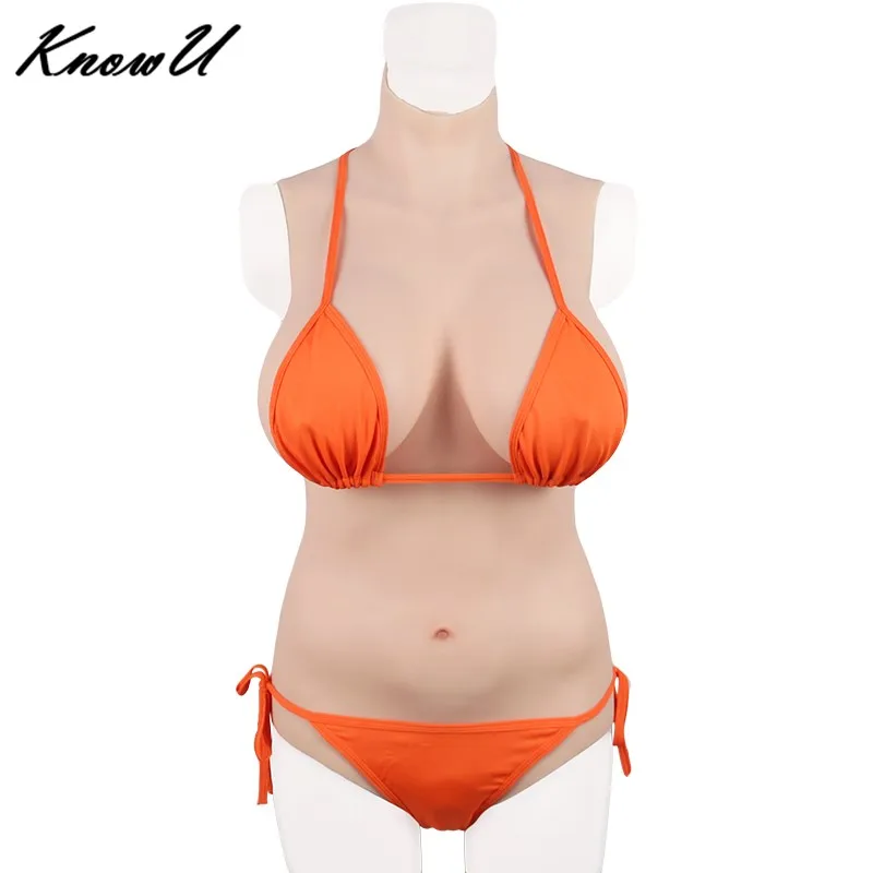 KnowU E Cup Fullbody Suit Breast Forms Jumpsuit Crossdresser Dragqueen Fake Boobs One-Piece Tight Crossdress Transgender