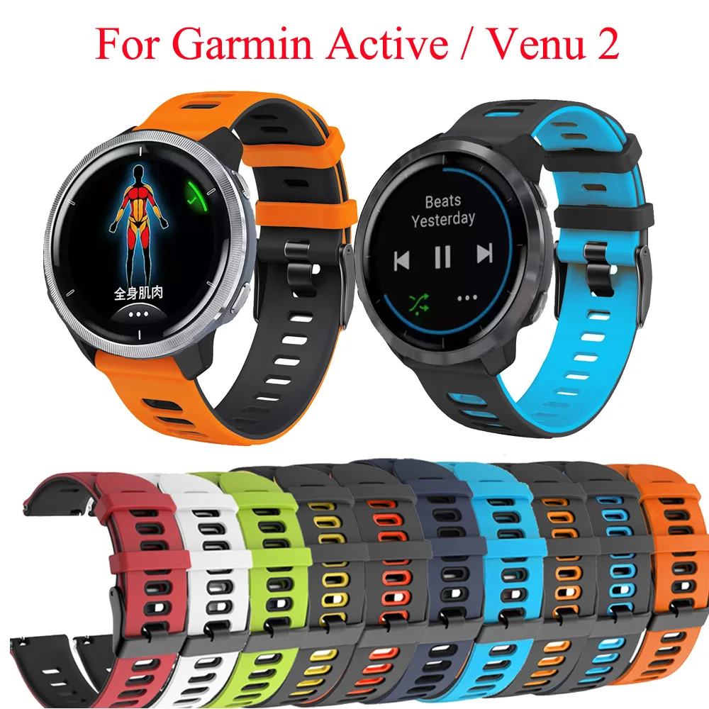 Pulseiras de substituição de silicone de 22mm, para garmin active/passador 2/vivoactive 4/venu2, pulseira para forerunner 745, pulseira de relógio