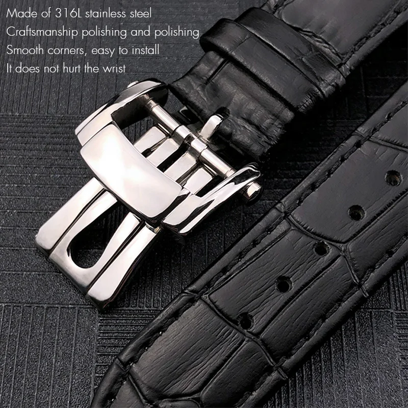 25mm * 12mm High Quality Genuine Leather Cowhide Watch Band Fit for Patek Philippe PP NAUTILUS Blue Brown Black Calfskin Strap