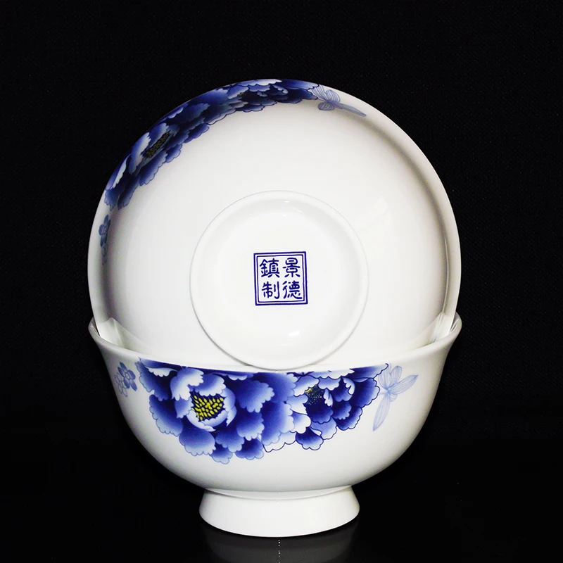 Imagem -06 - Jingdezhen Azul e Branco Porcelana Tigela Osso China Arte Arroz Tigela Casa Chinesa Ramen Tigelas Cerâmica Utensílios de Cozinha Acessórios