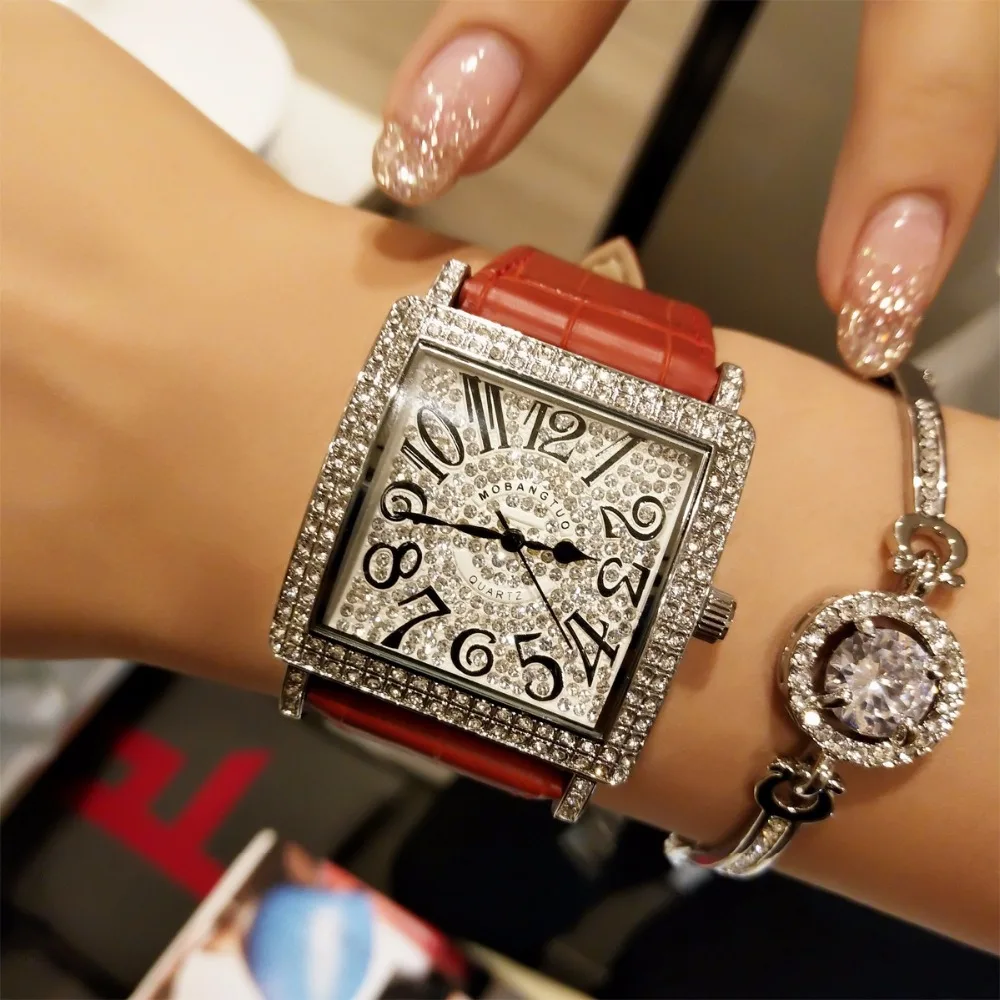 Women Watch Exquisite Luxury Diamond Quartz Ladies Fashion Leather Bracelet Wrist Watches Saat Relogio Feminino Reloj Mujer