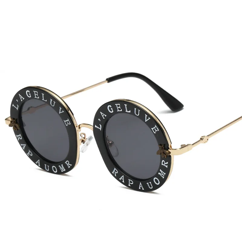 

new trend round frame sunglasses, fashion retro sunglasses women men lady little bee personality sunglasses