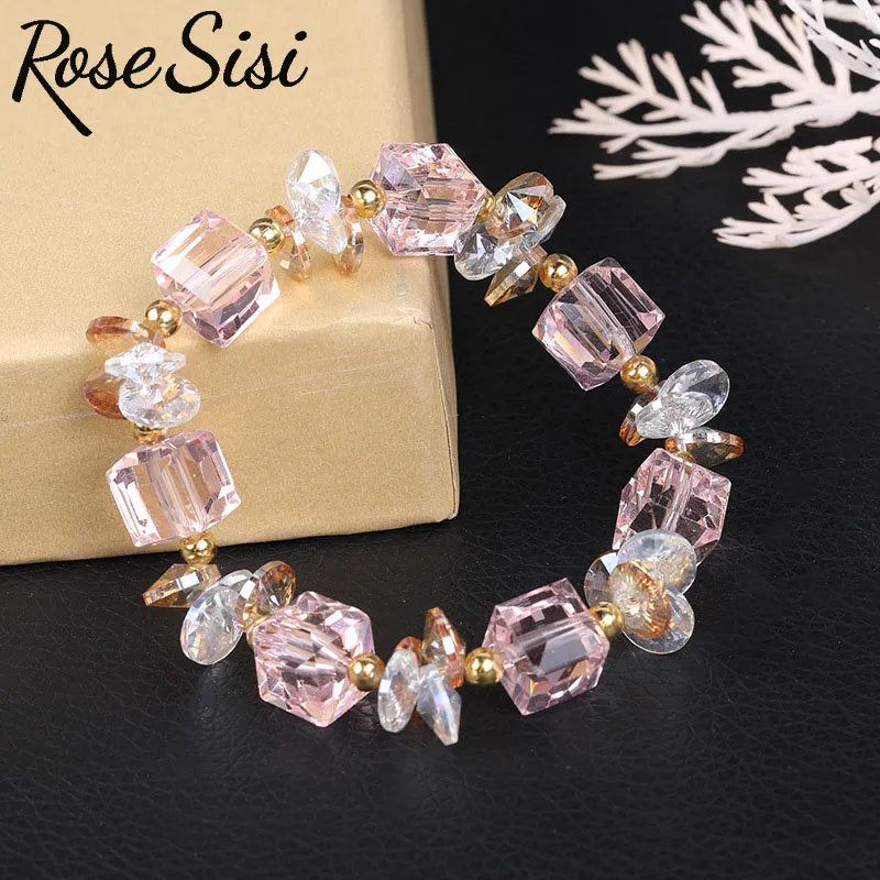 Rose sisi Korean-style handmade bijoux femme beaded bracalet glazed браслет для женщин pulsera шармы для браслета бижутерия