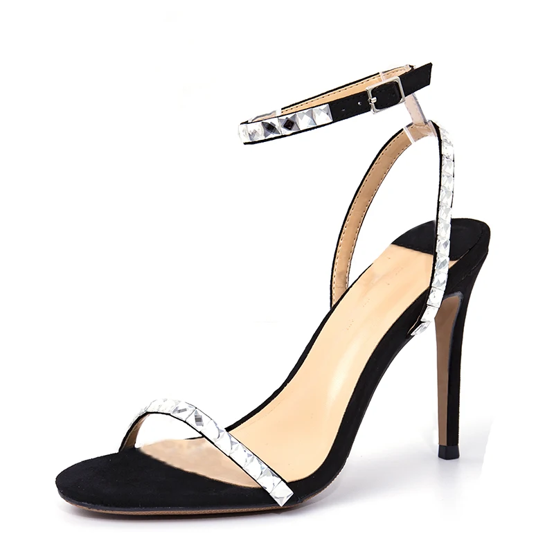 جديد النساء الصنادل المصارع الصنادل النساء حزام واحد 8 سنتيمتر عالية الكعب الصنادل الصيف أحذية امرأة الكريستال Sandalias السيدات الأحذية