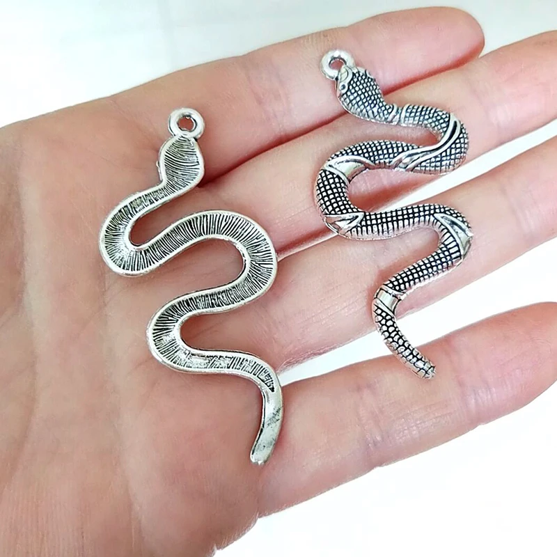 

6pcs Charms Snake Cobra 53x23mm Antique Silver Color Plated Pendants Making DIY Handmade Tibetan Silver Color Jewelry