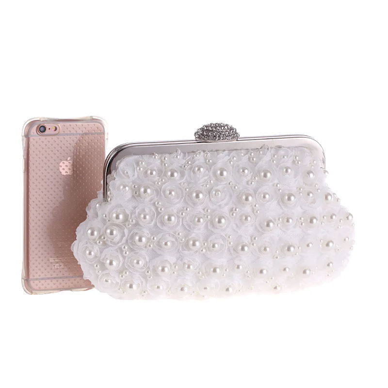 2021 Rhinestone Pearl Handbag Women\'S Clutch Bags Evening Bag Fashion Purse Womens Clutch Luxury For Wedding Bags Party White