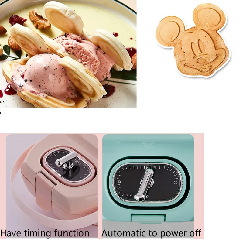 220V 650w Automatic Sandwich breakfast machine Cartoon Bakeware Waffle Maker Non-stick coating Timing Bread machine