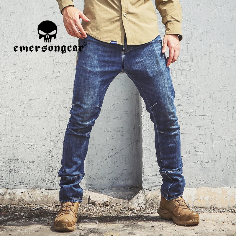 EMERSONGEAR Blue Label Tactical Denim Pants Man Muticam Cotton Jeans Street Cargo Trousers Mens Shooting Hunting Airsoft