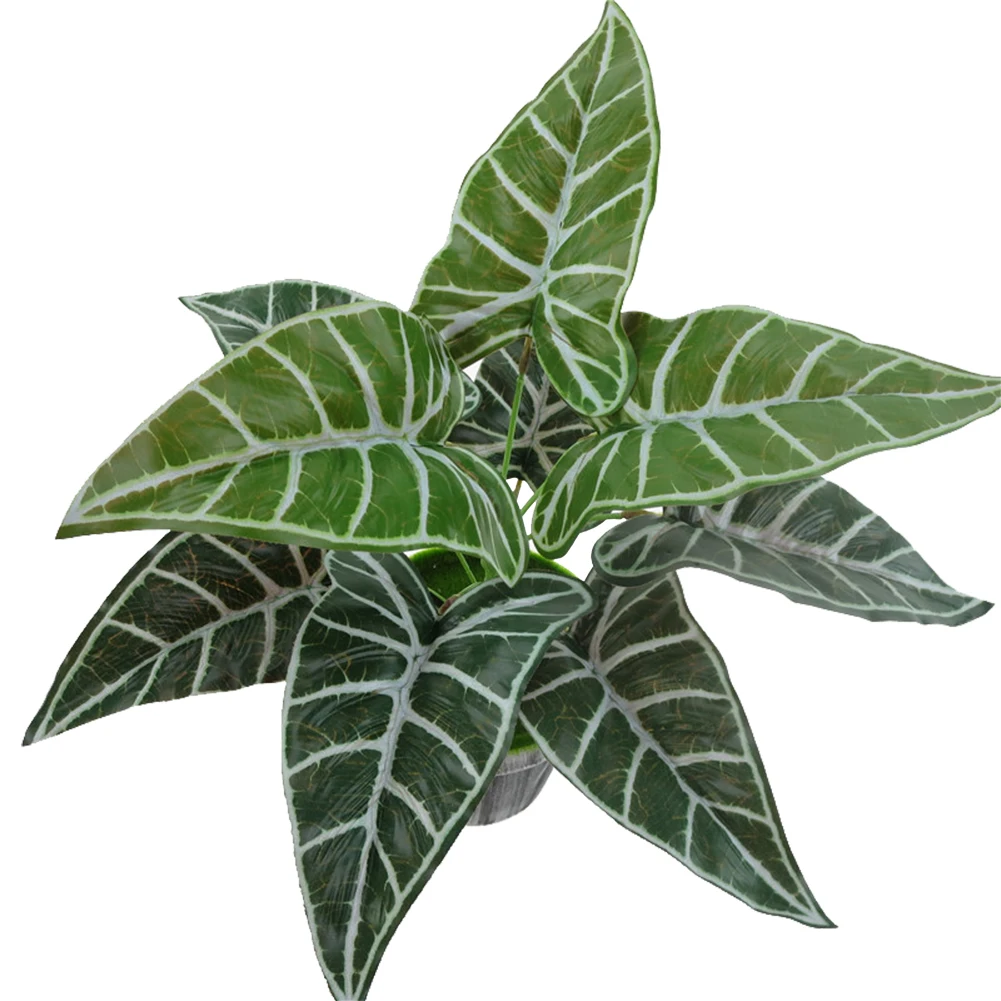 1Pc Lifelike Artificial Alocasia zebra-Stripe  Leaves Fake Plant  for Home Hotel Cafe Office Party Photography Festival Decor