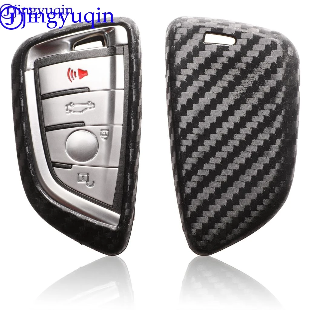 Jingyuqin Carbon Silikon Auto Fernbedienung Schlüssel anhänger Schale Abdeckung Fall für BMW x1 x5 f15 x6 f16 1 2 5 7 Serie 2016 2017 2018 Haut halter