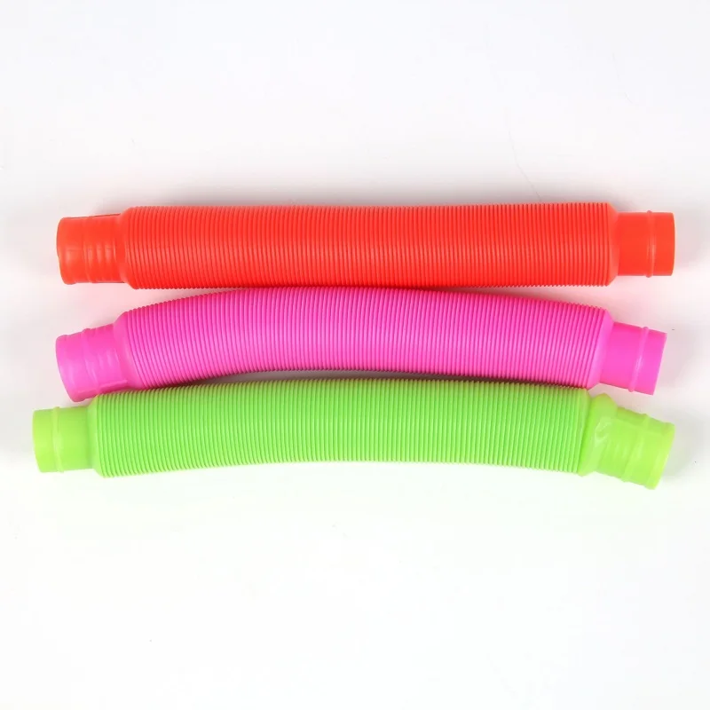 6PCS Flexible Plastic Popular Color Creative Telescopic Pipe Corrugated Decompression Vent Children\'s Toy Birthday Party Gift