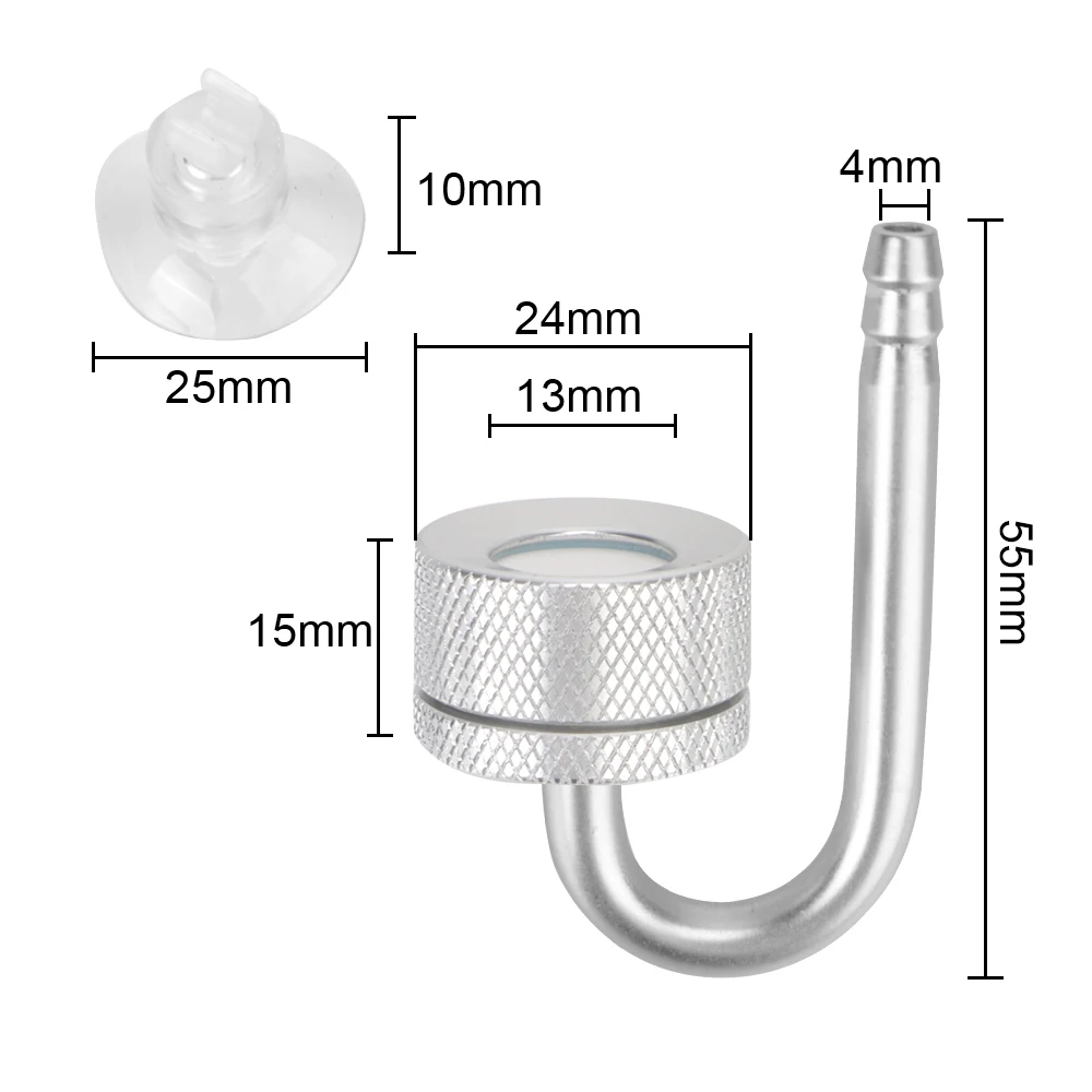 For Aquatic Plant Growth Fish Tank Bubble Atomizer Aquarium CO2 Diffuser CO2 Generato Silver With Suction Cup