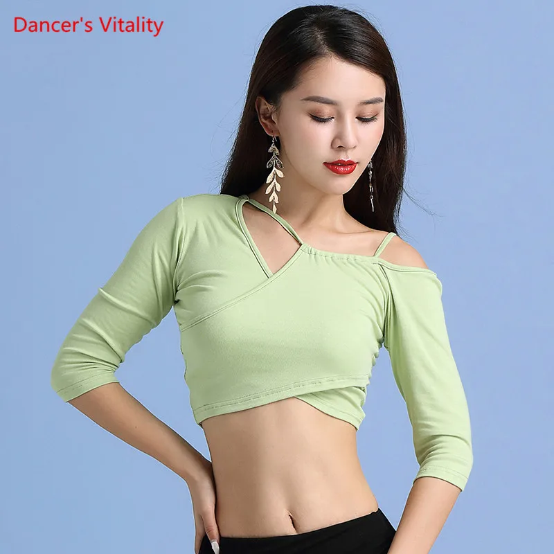 Belly Dance Top modale scollo a v camicia mezza manica pratica abiti danza orientale femmina adulto elegante abbigliamento Performance