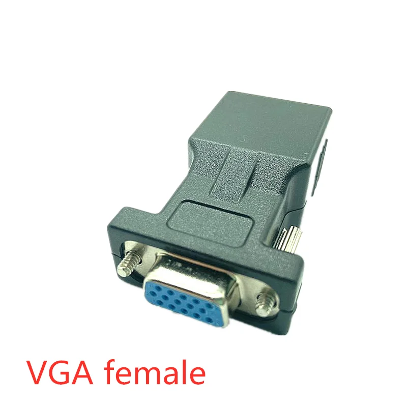 Головка удлинителя VGA «папа-мама» к LAN RJ45 Cat5 Cat6 20 м, адаптер сетевого кабеля, удлинительная линия VGA