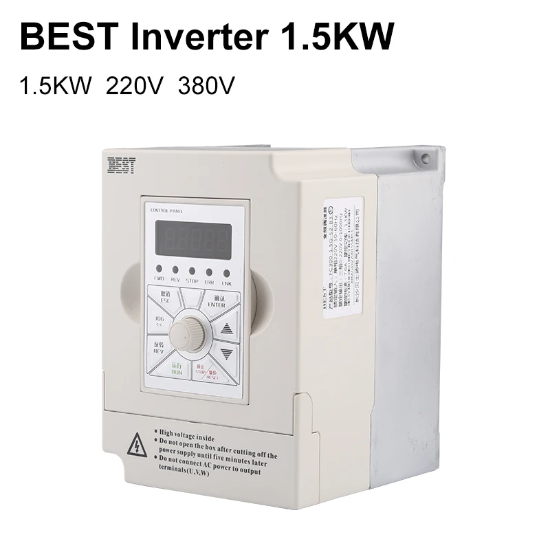 

BEST Inverter VFD 1.5KW 220V 380V Speed Controller 3 Phase Output 1000Hz CNC Engraving Machine Spindle Motor Speed Control