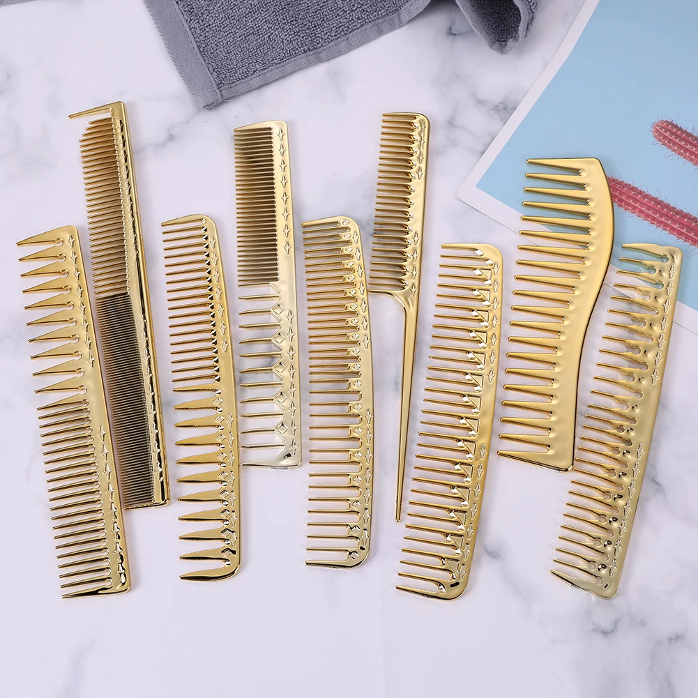 Plastic Hair Brush Men Women Golden Comb Hair Hairdressing Salon Haircut Comb Large Wide Tooth Comb Barbers Hairbrush