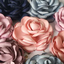 5pcs 5CM Handmade Satin Rose Fabric Artificial Flower Head For Wedding Party Craft Home DIY Decoration
