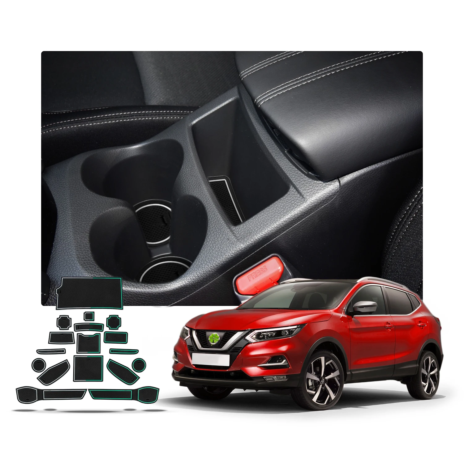 RUIYA for Nissan Qashqai J11 SUV 2019 2020 2021 Car Door Groove Mat Anti-slip Slot Pad Auto Interior Qashqai J11 Accessories