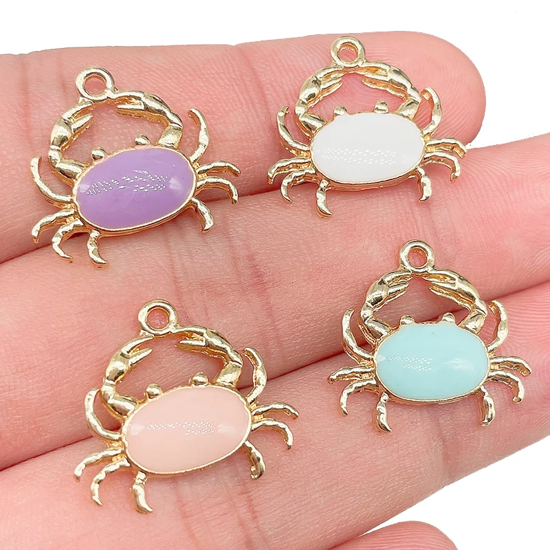 20Pcs Cute Cartoon Little Crab Dripping Oil Charm Pendant Accessories Wholesale DIY Bracelet Necklace Jewelry Making Supplies